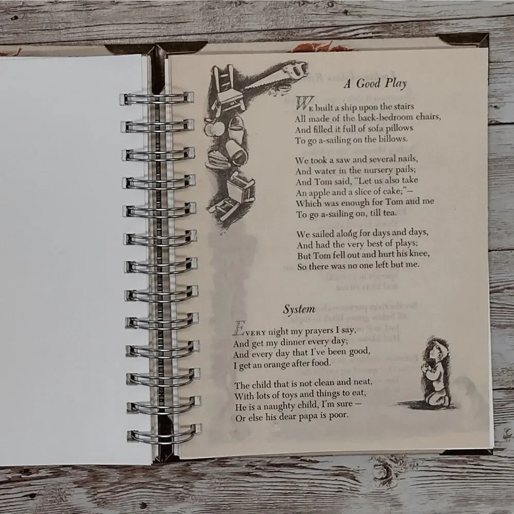 Recycled Spiral Notebook Diary, A Child's Book of Verses, Altered Book Journal